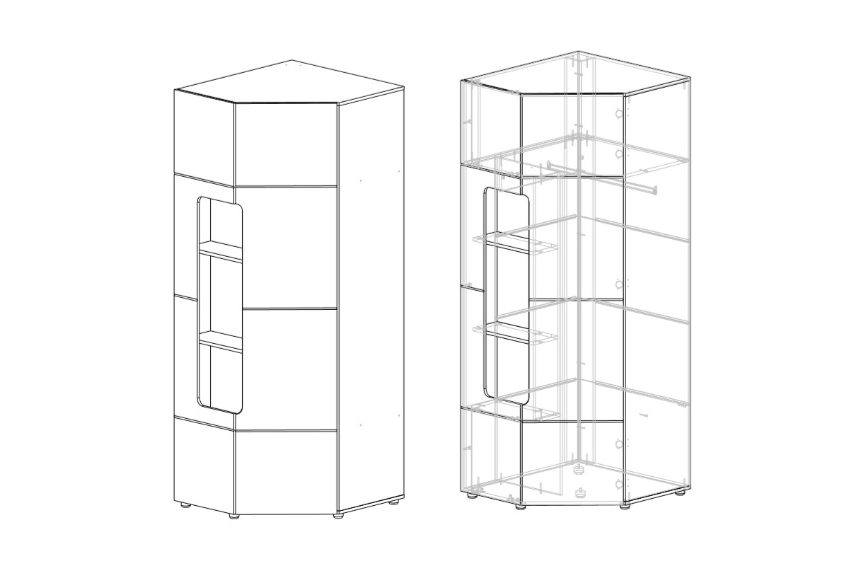 Палермо-3 шкаф угловой с открытыми полками